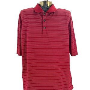 Nike Golf Dri-Fit Polo Shirt Adult  Red Stripe Swoosh Short Sleeve‎ Men's Medium